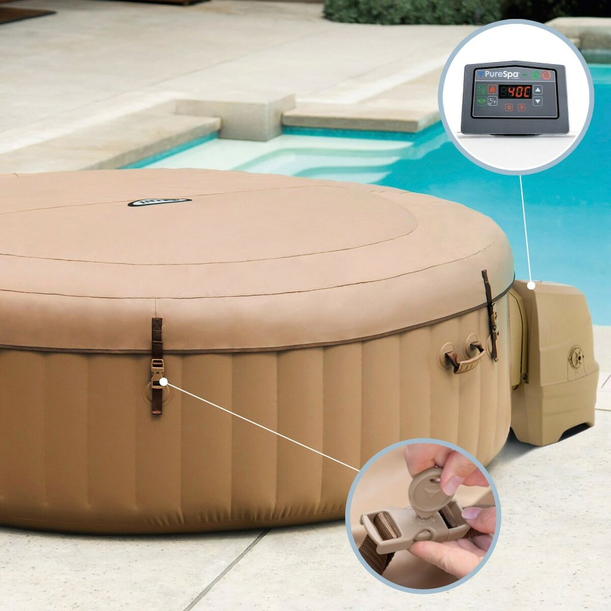 Uppblåsbart spa Intex 236 x 71 x 236 cm Brun 1339 L